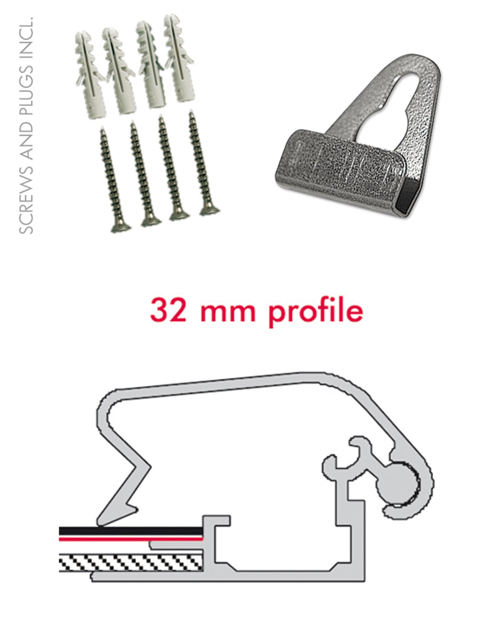 Snapp-Ram, vägg, 32 mm profil