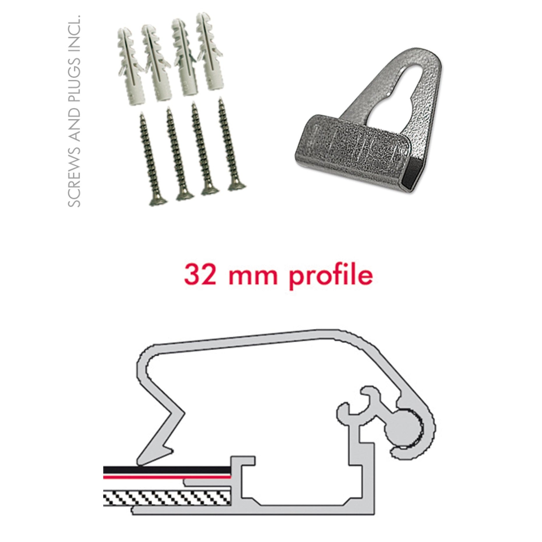 Snapp-Ram, vägg, 32 mm profil
