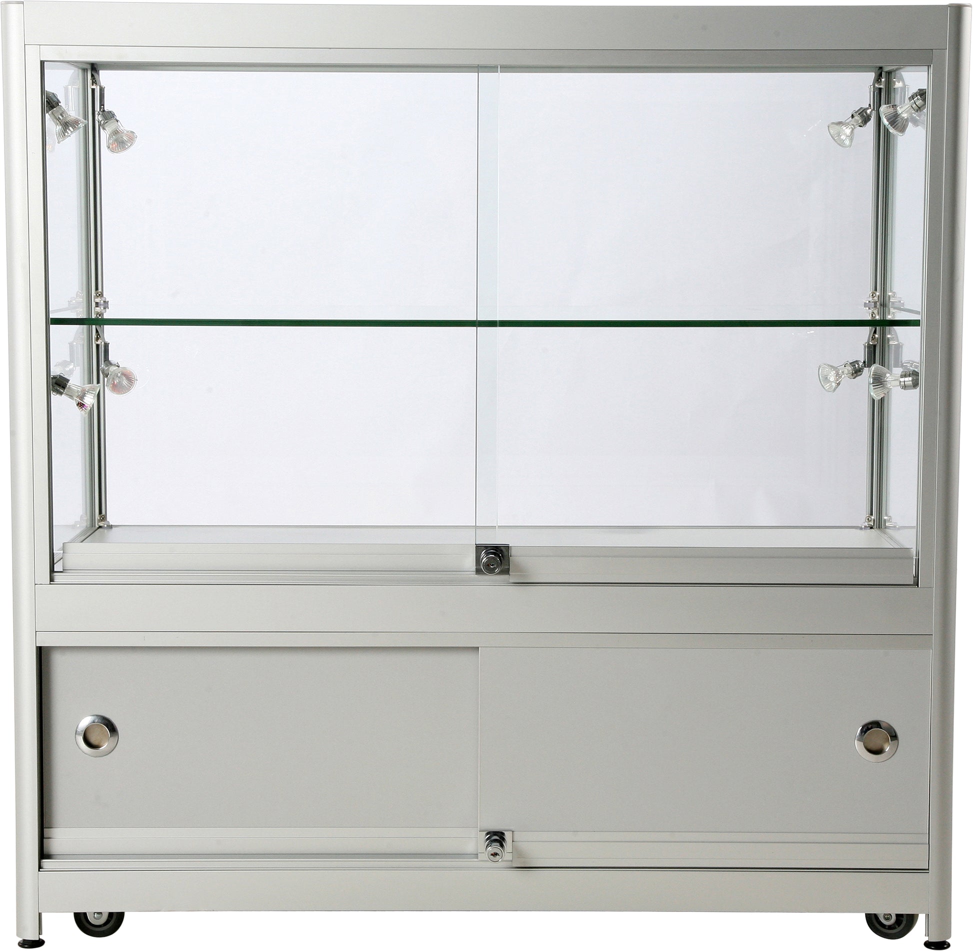 Glasmonter - Dubbeldisk m förvaring  LED