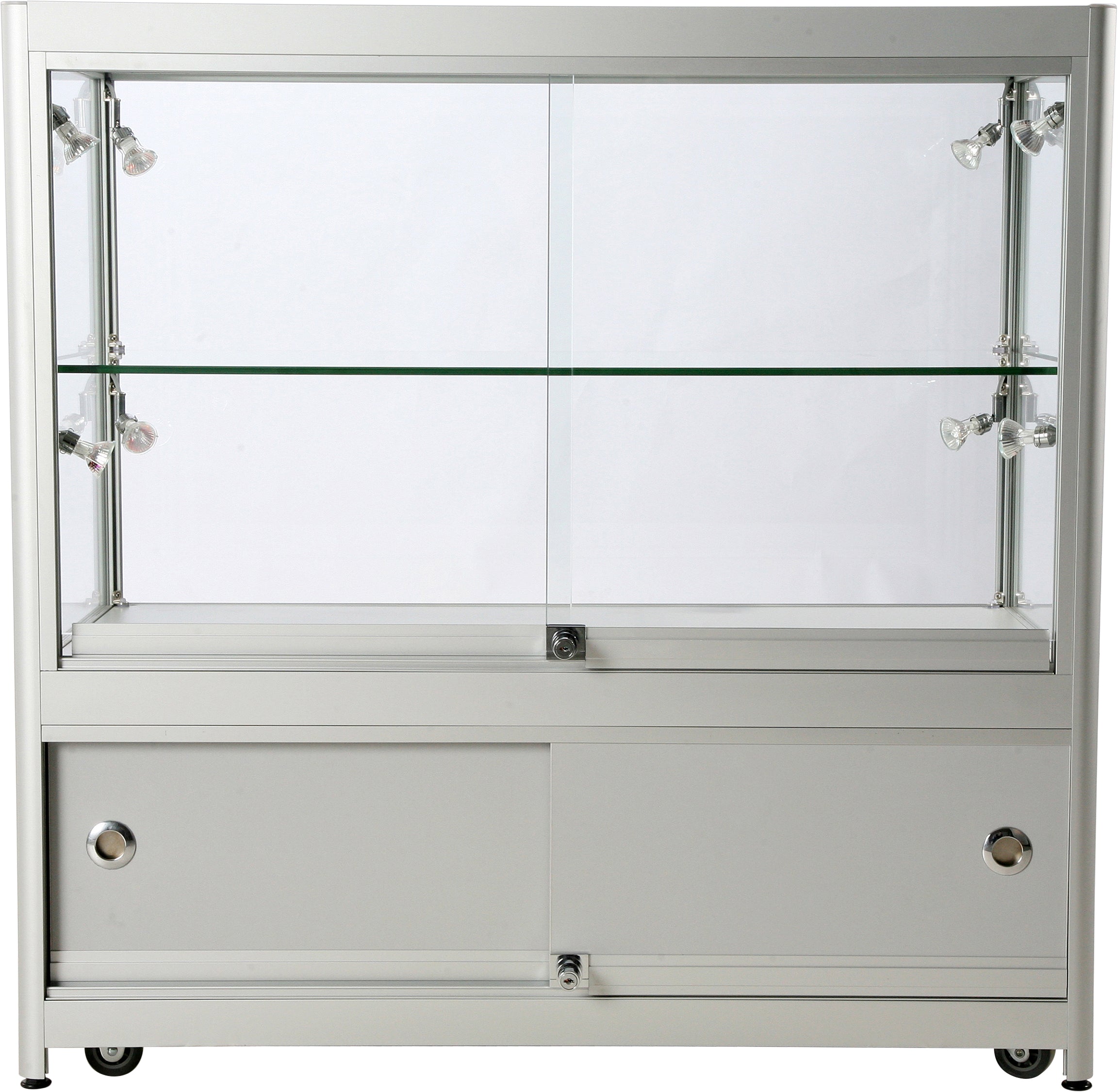 Glasmonter - Dubbeldisk m förvaring  LED