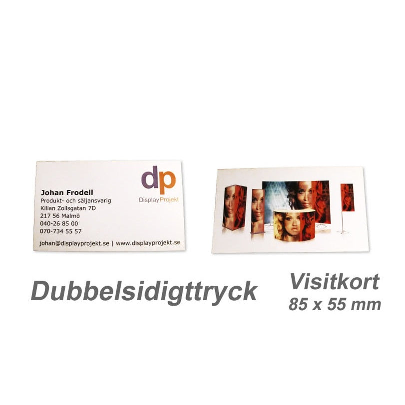 Visitkort 85 x 55 mm - dubbelsidigt – visitkort trycksak – montering / användning