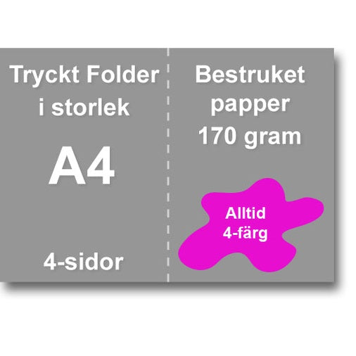 Folder 4-sidor A4 - 170gram papper – reklamfolder / trycksak – detalj / närbild