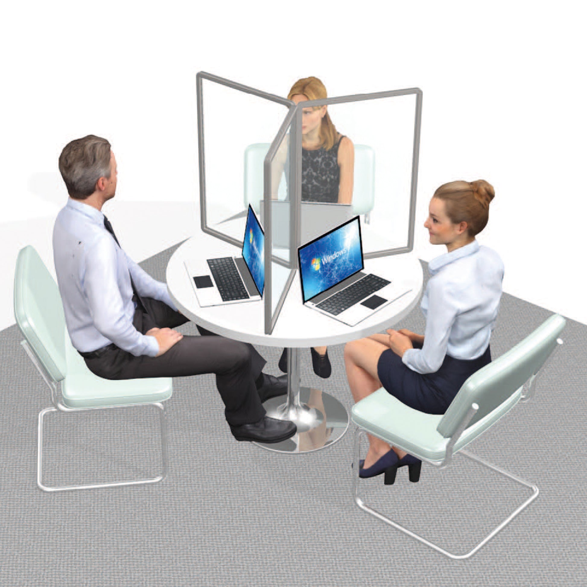 SKYDDSSKÄRM 3-DELAD BORDSMODELL