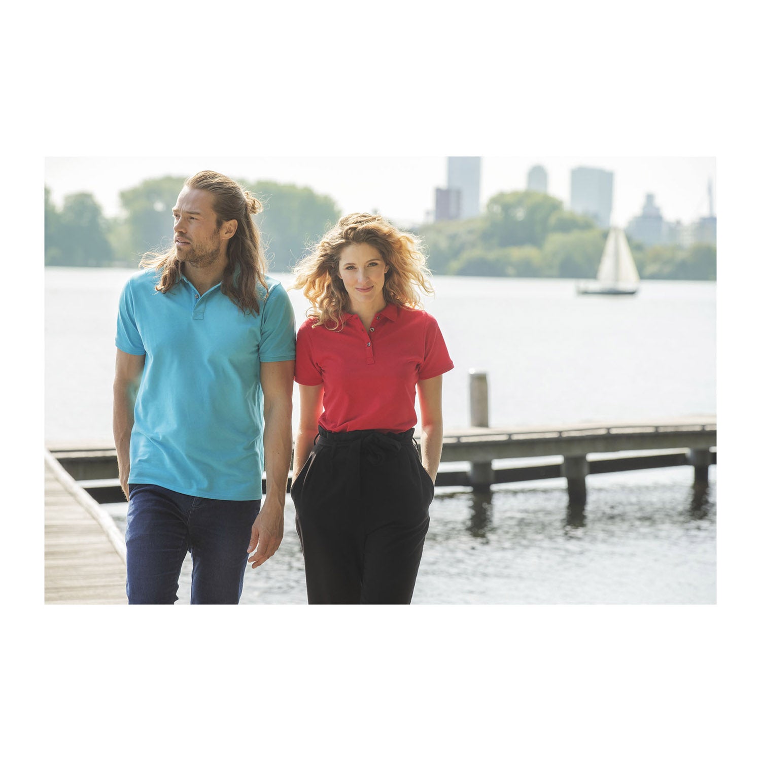 Beryl kortärmad piké av organiskt och återvunnet material för kvinnor