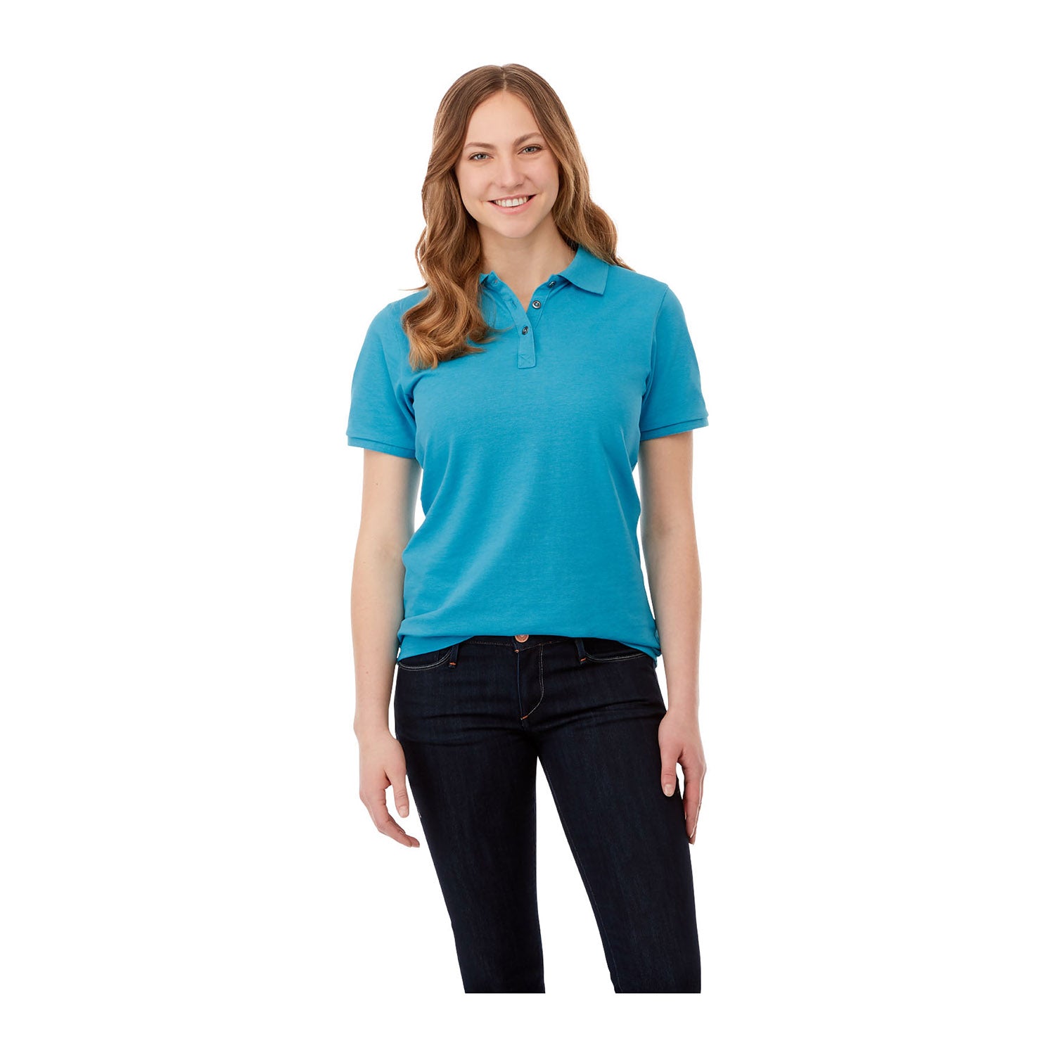 Beryl kortärmad piké av organiskt och återvunnet material för kvinnor