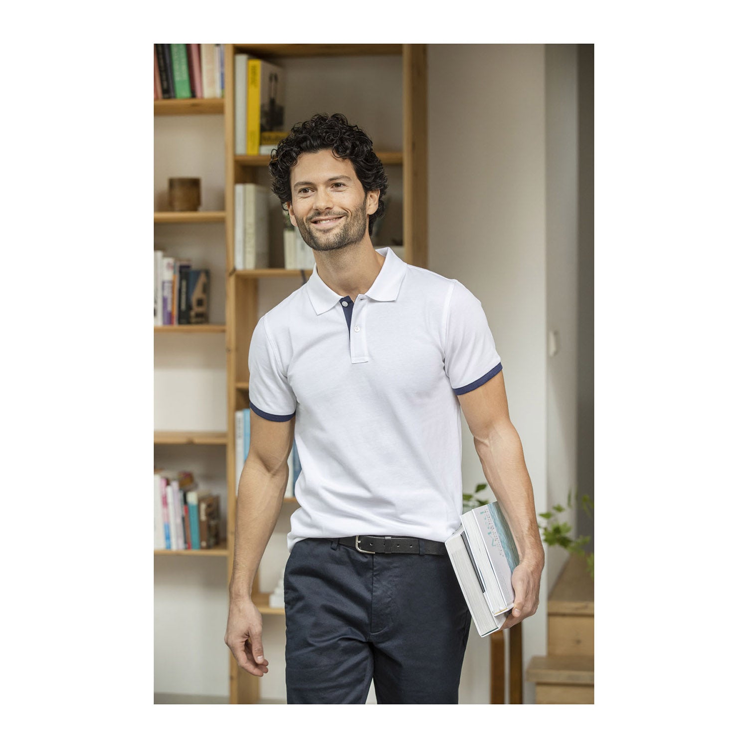 Morgan tvåtons kortärmad pikétröja för herr