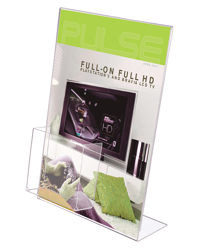 Akryl L-ställ med visitkortsbox