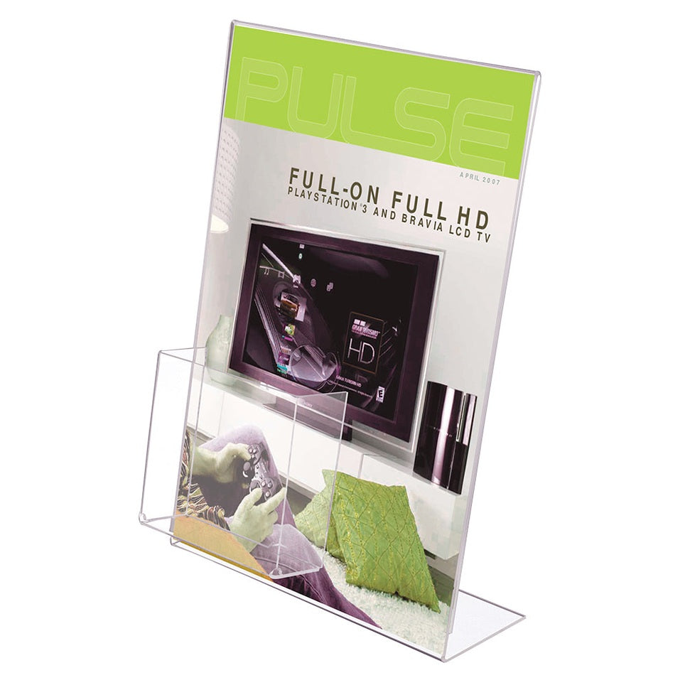 Akryl L-ställ med visitkortsbox