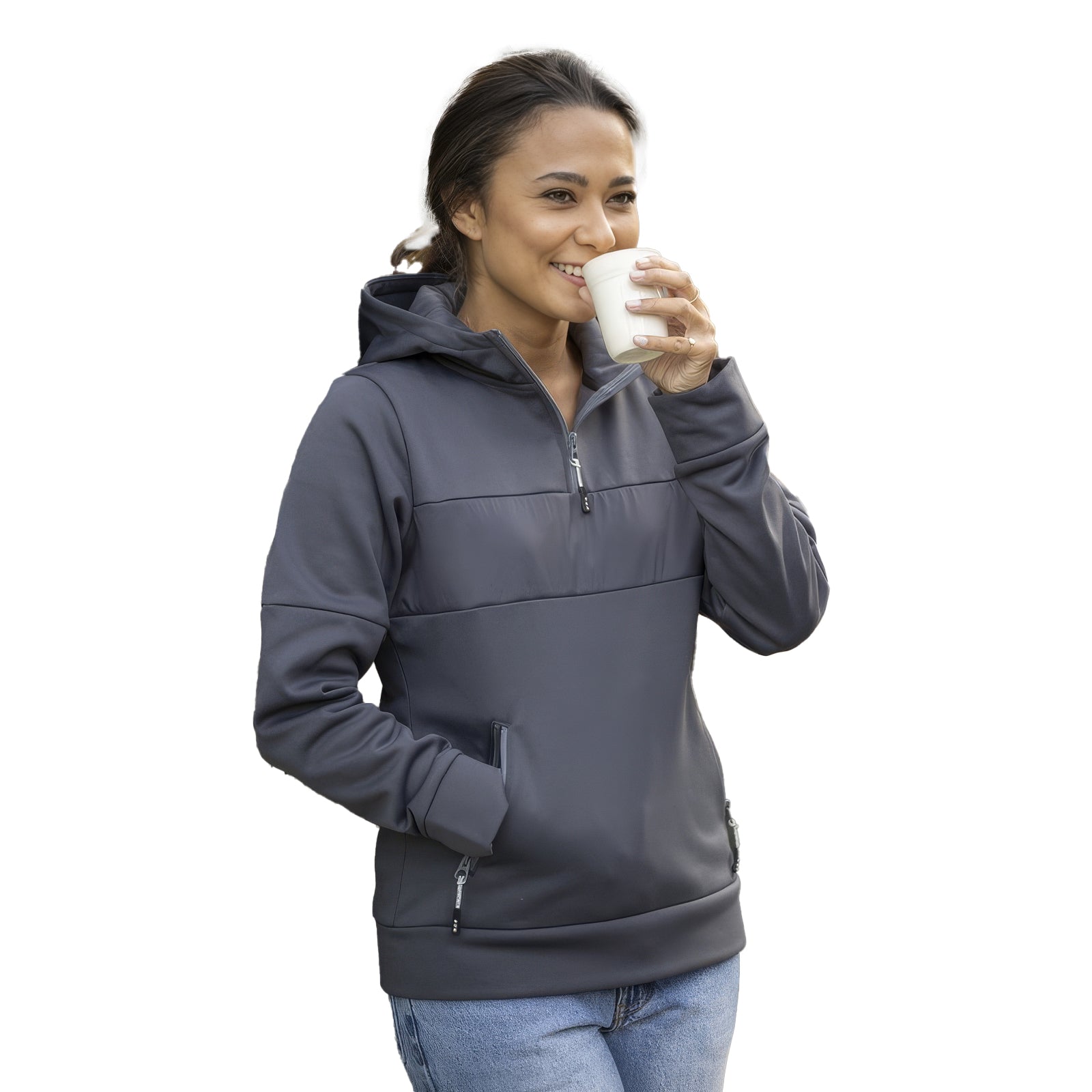 Sayan damanorak med huva och halv dragkedja