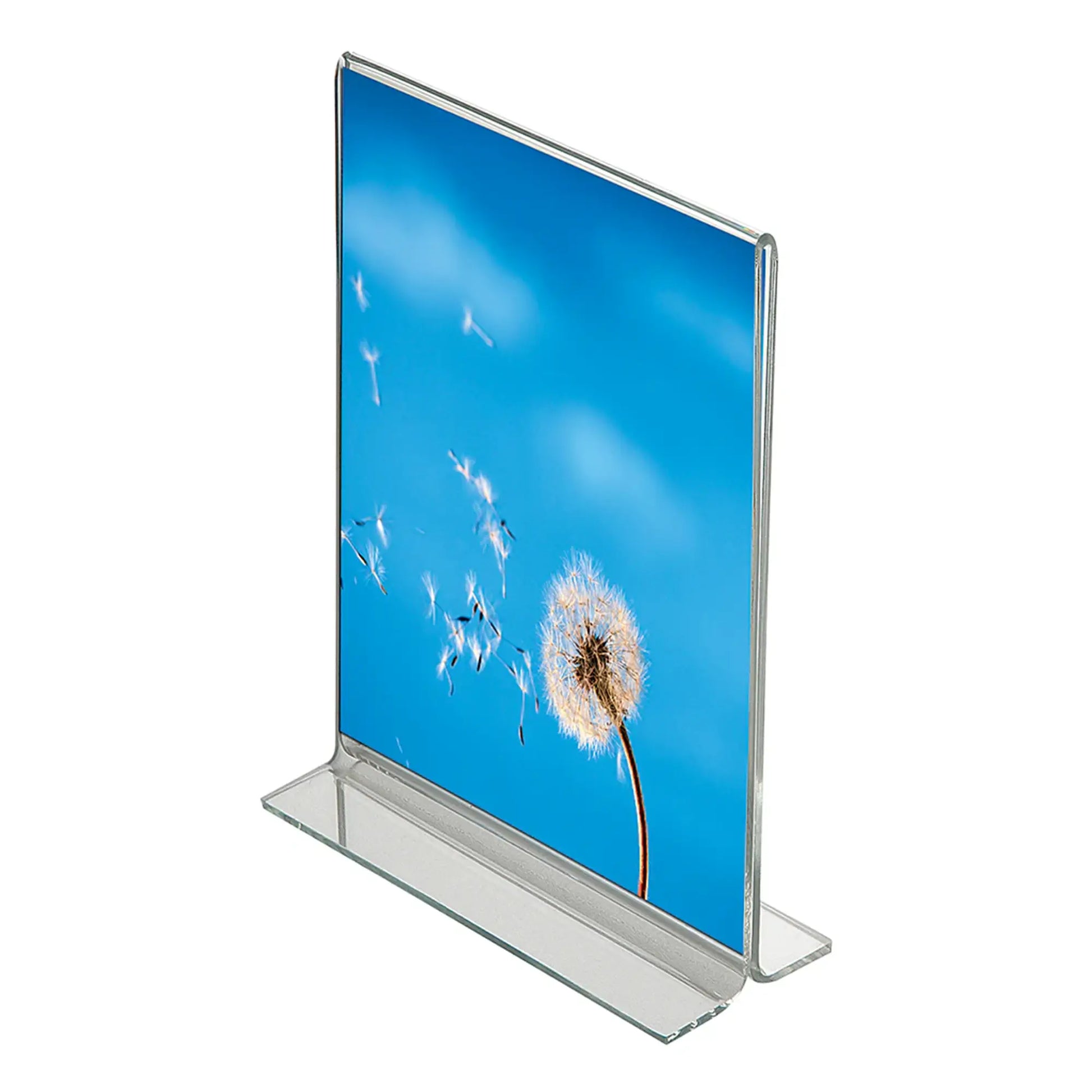 Akryl menyhållare i T-ställ format - transparent displayhållare för A4 och A5